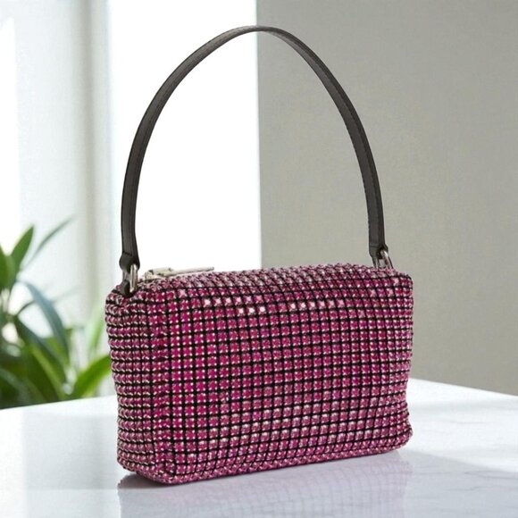 Unbranded Pink Rhinestone Clutch Bag with crossbody strap like Heiress - Picture 1 of 4